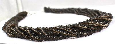 Natural Smoky Quartz 11 Line Necklace Sterling Silver Hook Carat Weight Necklace