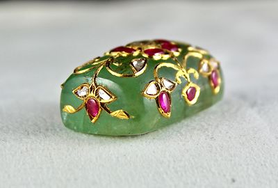 Certified Mughal Colombian Emerald 218ct Ruby Natural Diamond 22k Gold