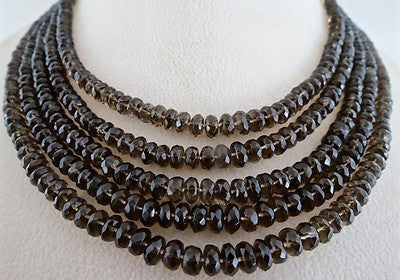 Natural Black Smoky Quartz Faceted Round 480 Ct Bead Fashion Necklace