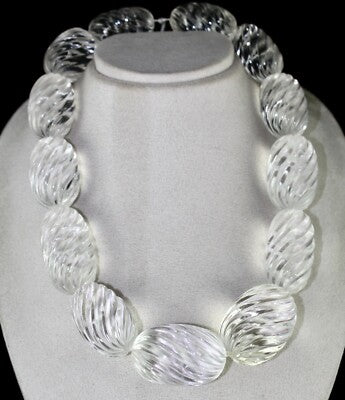 Certified Natural White Rock Crystal Quartz 3725 Ct Oval Beads 13 Pcs Gemstone