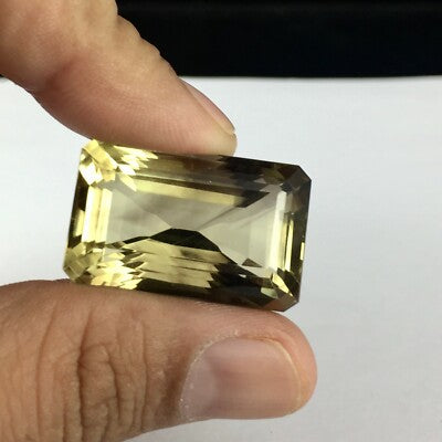 Natural Lemon Smoky Quartz Octagon Pendant 30x19mm 81.18ct Big Gemstone