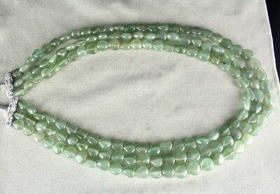 Natural Aventurine Jade 874 Ct Fancy Cabochon Beads Gemstone Necklace