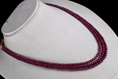 Natural Untreated Ruby 169 Ct Round Gemstone Beads Necklace For Ladies