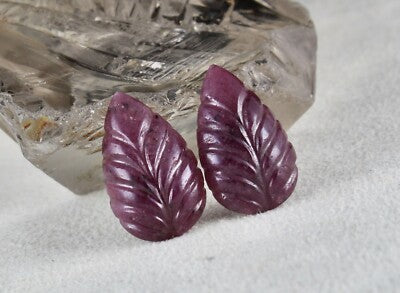 Certified Natural Untreated Ruby 48.80 Ct Carved Leaves Earring Sterling Silver