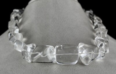 Natural Rock Crystal Quartz 920 Carat Gemstone Necklace Beads Cabochon