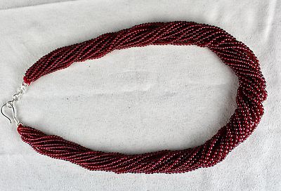 Certified Natural Red Garnet Round Beads Necklace 778ct Fashion Accessories 17"l