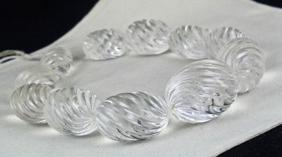 Certified Natural White Rock Crystal Quartz 2965 Ct Carved Oval Bead For Women