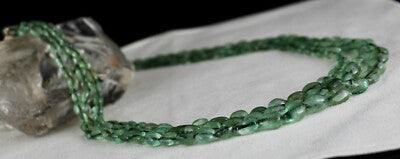 Certified Vintage Natural Emerald Beads Cabochon 376ct Gemstone Necklace