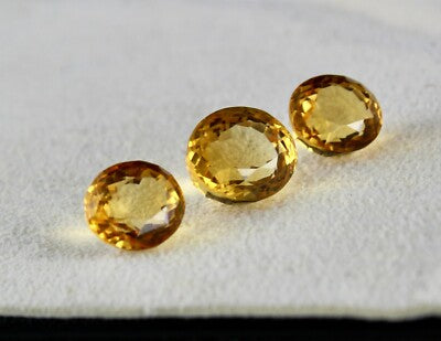 Yellow Citrine Oval 3 Pcs 18.26 Ct Earring Pendant