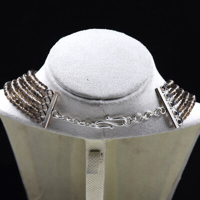 Natural Smoky Quartz Beads Necklace 5 L 928 Ct Gemstone Sterling Silver Party