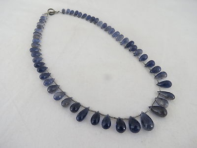 Iolite Faceted Teardrop Beads Necklace 133 Ct Gemstone Fashion Women's Jewelry