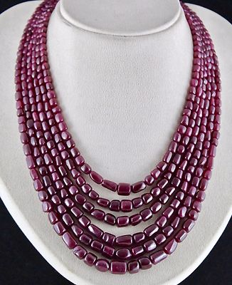 Certified Natural Untreated Ruby 1097 Ct Tumble Long Beads Red Gemstone Necklace