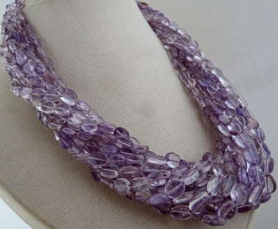 Sterling Silver Long 1419ct Natural Brazil Amethyst Beads Necklace Fashion