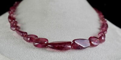 Certified 27" Long Natural Pink Tourmaline Beads 311 Ct Gemstone Necklace