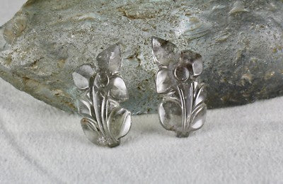 Natural Grey Tourmaline 45.60 Ct Carved Leaf Gemstone For Earring Designing