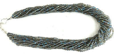 Natural Black Labradorite 612 Ct Beads Round 14 Line Ladies Necklace
