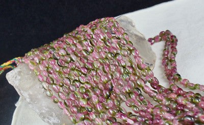 Certified Natural Tourmaline 728 Ct Bicolor Cabochon Beaded Necklace