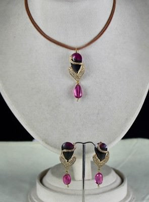 Certified Multi-colour Tourmaline 119ct Natural Diamond 18k Gold Jewelry Set