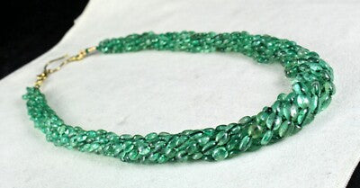 Antique Certified Natural Emerald 7 L 470 Ct Beads Cabochon Gemstone Necklace