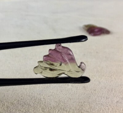 Natural Tourmaline Carved Leaves Pair 7.83 Ct Multi Gemstone Earring Designing