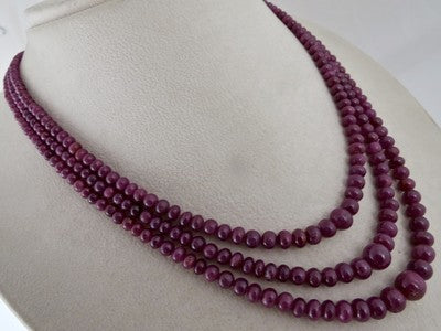 Certified Natural Ruby 333 Ct Beads Round Gemstone Necklace For Women