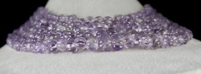 Natural Amethyst Beads Carved Melon Necklace 7l 1024ct Gemstone Antique Fashion