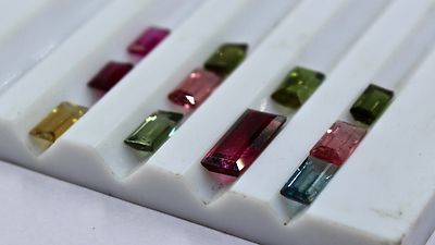 Certified Fine Natural Multi Tourmaline Baguette Cut 11 Pcs 9.78 Ct Gem Design