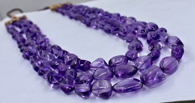 Natural Amethyst Beads 3 L 585 Ct Purple Gemstone Fashion Necklace For Women