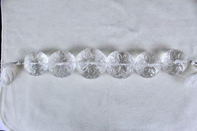 Natural White Rock Crystal Quartz Beads Carved 6 Pc 1190 Ct Gemstone Design