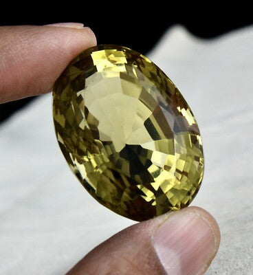 Certified Natural Lemon Quartz Oval 158.82 Ct 39x27mm Loose Gemstone Pendant