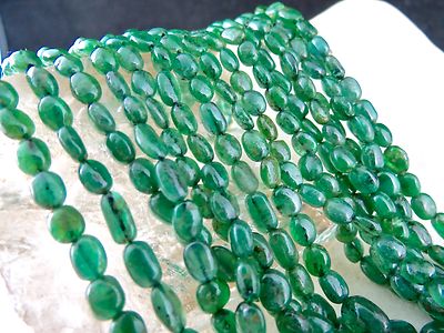 Certified Natural Emerald 512ct Beads Green Gemstone Vintage Necklace