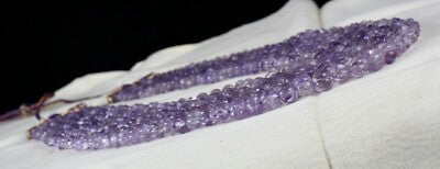 Natural Amethyst Beads Carved Melon Necklace 7l 1024ct Gemstone Antique Fashion
