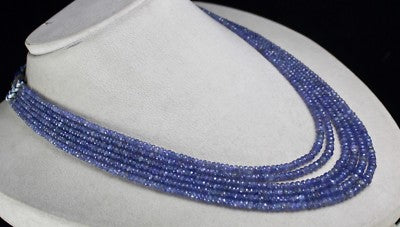 Natural Tanzanite 312 Ct Faceted Beads Necklace 15-18 Inches For Women