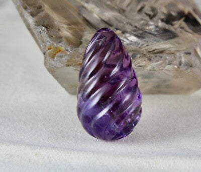Natural Amethyst 32x19mm Tear Drop Pendant 67.75ct Carved Gemstone For Women