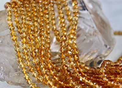 Natural Citrine Necklace Round Beads 6mm Yellow Gemstone 419 Ct Fashion Party