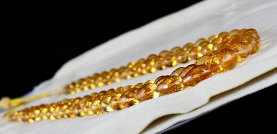 Certified Natural Yellow Citrine 565 Ct Beads Drops Golden Gemstone Necklace