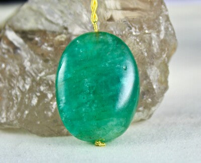 Certified Natural Emerald 90 Ct Bead Drilled Cabochon Gemstone Pendant Design