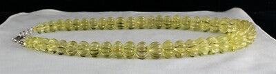 Certified Natural Lemon Quartz Beads Necklace 820 Ct Semi-precious Gemstone