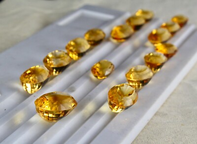 Certified Yellow Citrine Oval Cut 16 Pcs 256ct Gemstone Necklace For Women