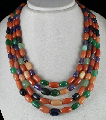 Multi Natural Semi Precious Beads Necklace Cabochon Gemstone 1048 Ct Fashion