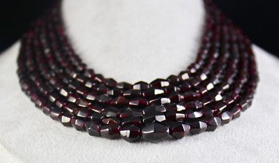 Natural Garnet 1412 Ct Red Gemstone Fancy Beads Party Necklace