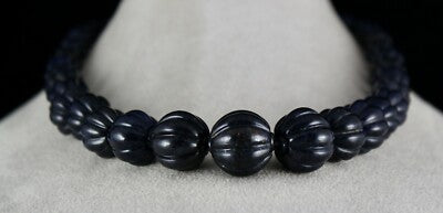 Natural Blue Jade Carved Round Gemstone 785 Ct Sterling Silver Necklace