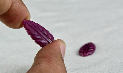 Natural Untreated Ruby 55 Ct Carved Leaves 4 Pc Loose Gemstone Earring
