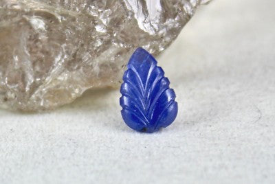 Natural Burma Blue Sapphire Carved Leaf 5.72 Ct Gemstone Ring Pendant No Heat