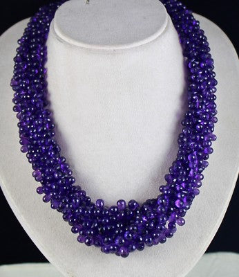 Certified Natural Amethyst 1157 Ct Teardrop Sterling Silver Party Necklace