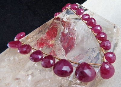 Certified Ruby 89ct Faceted Heart Drops Gemstone Necklace 39pc Fashion