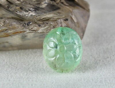 Certified Natural Colombian Emerald Carved Oval 27.81 Ct Gemstone Ring Pendant