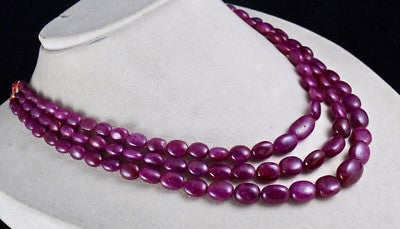Certified Natural Untreated Ruby 595ct Beads Cabochon Gemstone Necklace