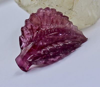 Pink Tourmaline Carved Leaf Gemstone 25.49ct For Designing Pendant
