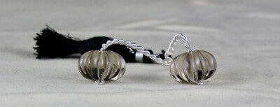 Natural Black Smoky Quartz 45 Ct Carved Melon Round Beads Gemstone